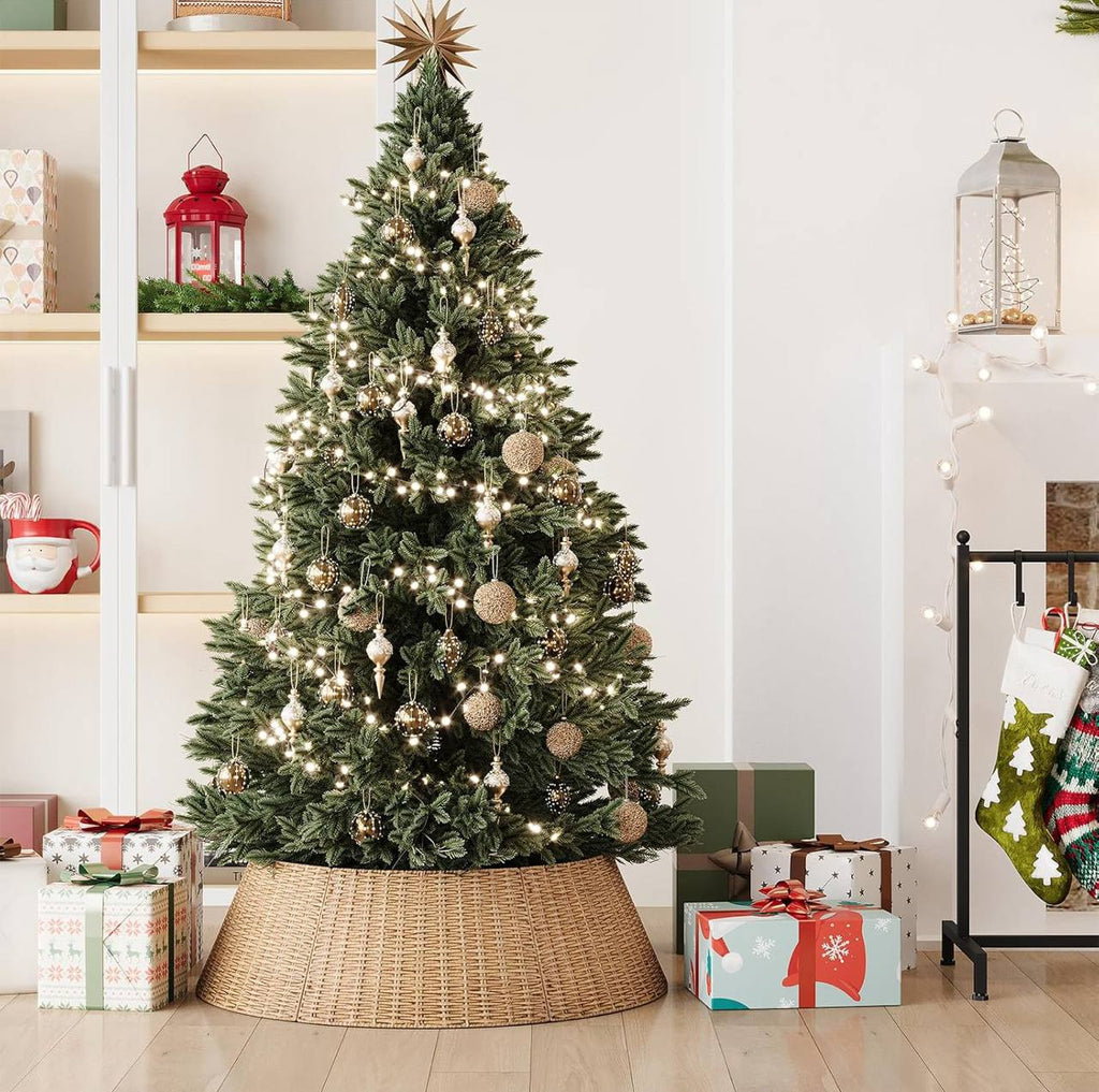 Hand woven Christmas tree skirt