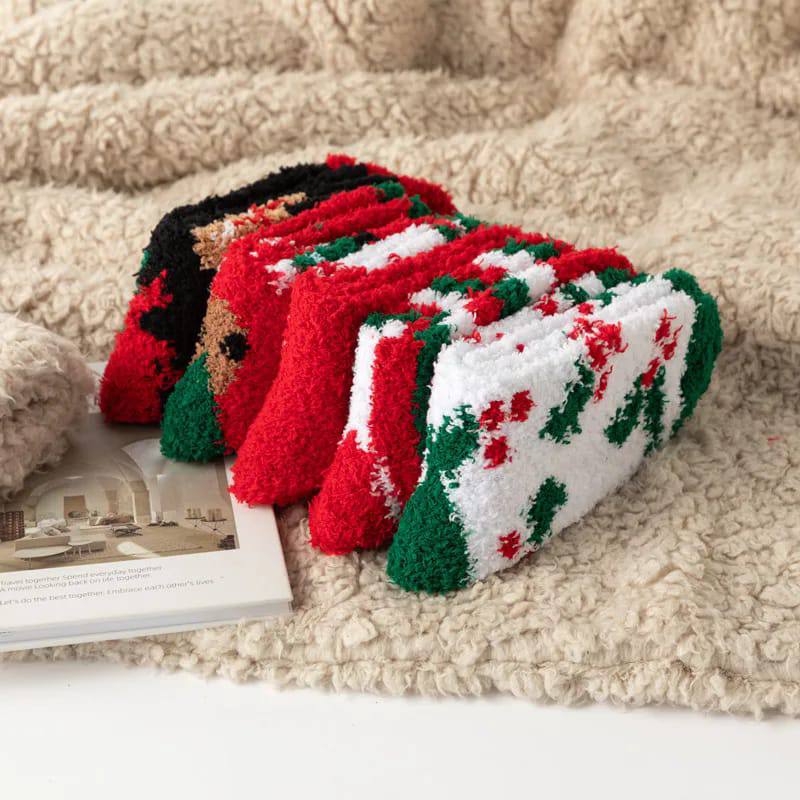 Christmas  Warm Thick Floor Sleeping Socks Snowflake Deer Tree Gift Socks each pair