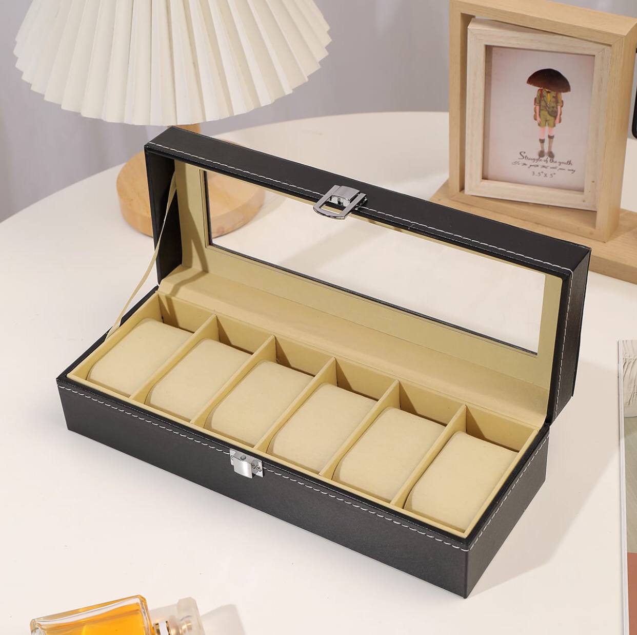 6 slots leather watch organizer