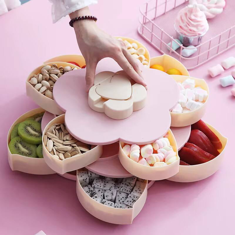 Plum-Shaped Rotating Fruit Bowl With Mobile Phone Holder / Snacks Box