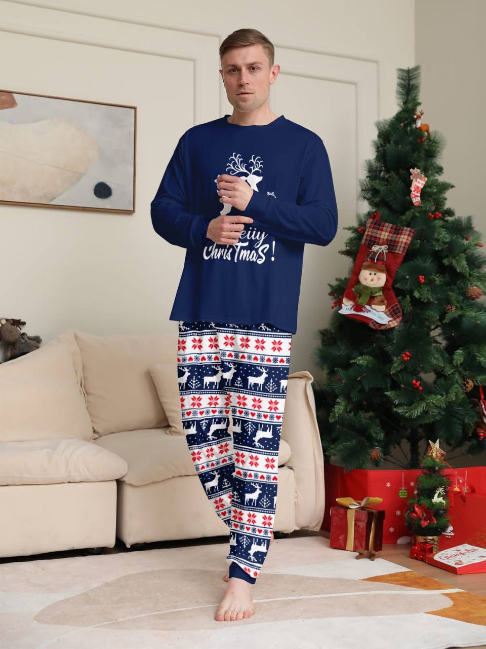 Christmas pajamas outfit for both Adults &kids pyjamas set(top+pant)
Material: Poly Cotton