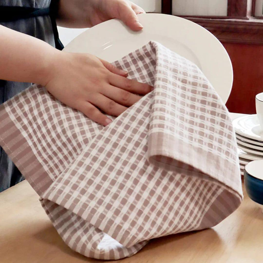 Checked Waffle Weave Kitchen Towels ‰ÛÒ Soft, Absorbent & Stylish