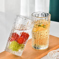 New Bark Patterned Retro Glass water cup 6pc