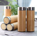Double wall stainless steel bamboo vacuum flask