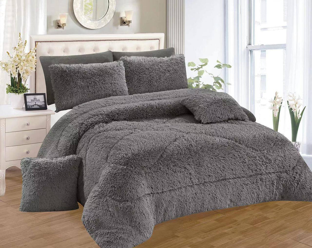 6pc Luxury Designs Velvet plush Fluffy Duvet set