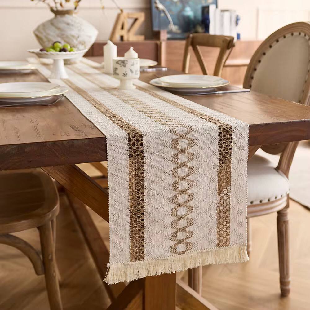 High quality matched knotted tassels festival table/tv cabinets runners.