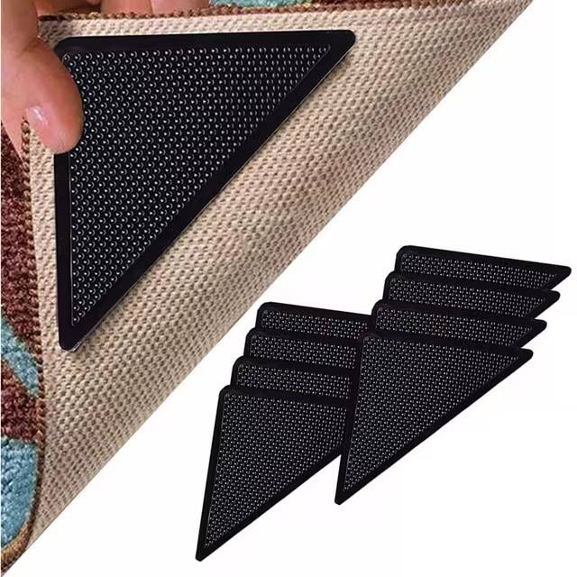 4pcs Ruggies Rug Carpet, Mat Grippers Non Slip Grip, Corners Pad Anti Skid Reusable Washable Silicone Grippers