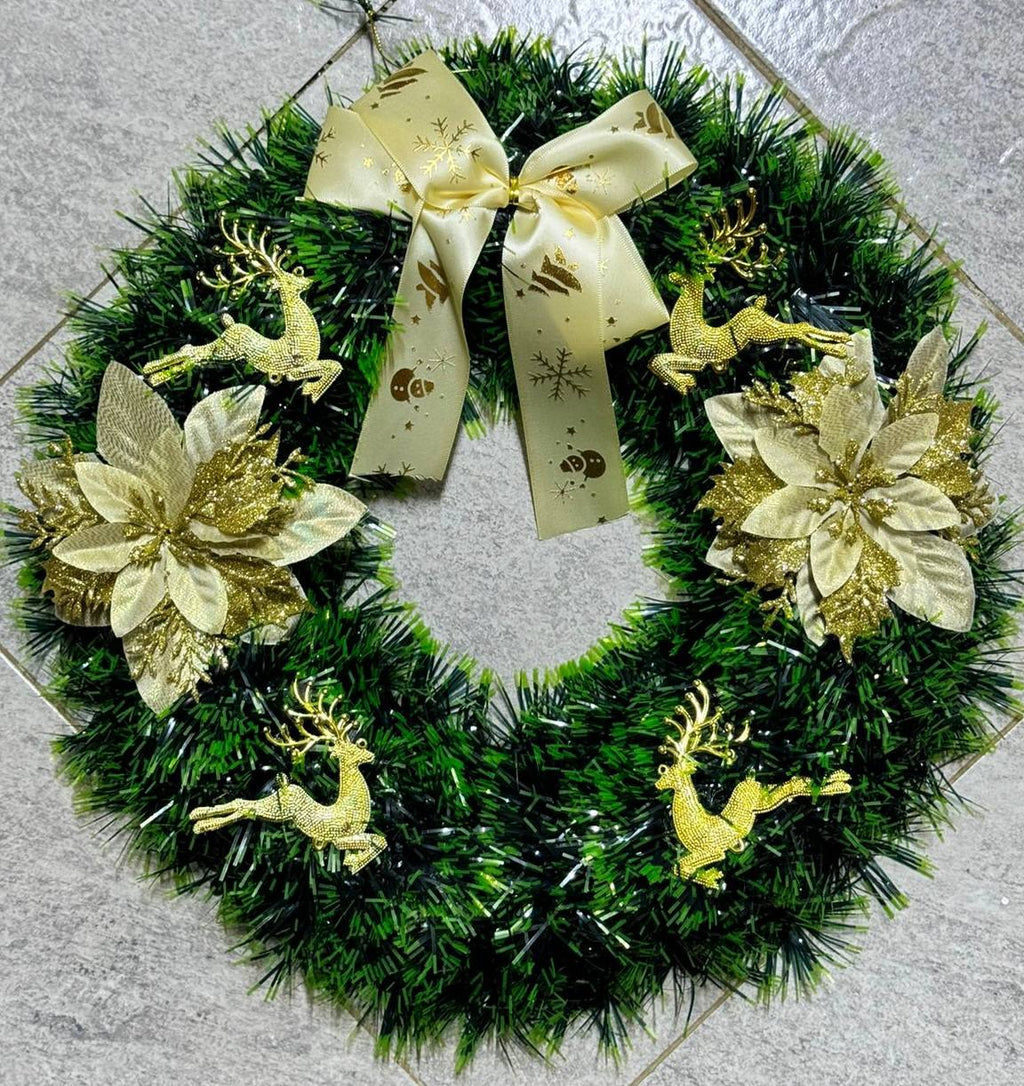 40CM Christmas Wreath for Front Door \ Window with GOLD Decor on it