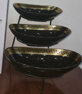 JD8302-Y482 set of 3 ceramic fruit plates on black metal rack