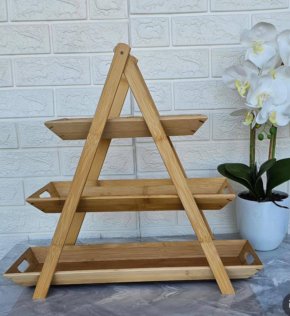 3 tier Bamboo snacks tray.farmhouÌÙe style