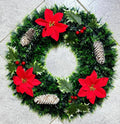 50CM Christmas Wreath for Front Door \ Window with Red Berries, pine artificial garland, corn & flowers