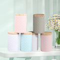 Round Wood Grain Tin Box Metal Storage Home Organizer Coffee Tea Cans DIY Candle Making Jar