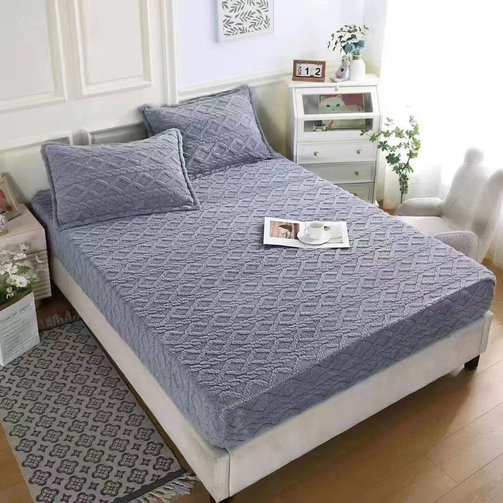 3pc Jacquard Sherpa fleece Fitted cover