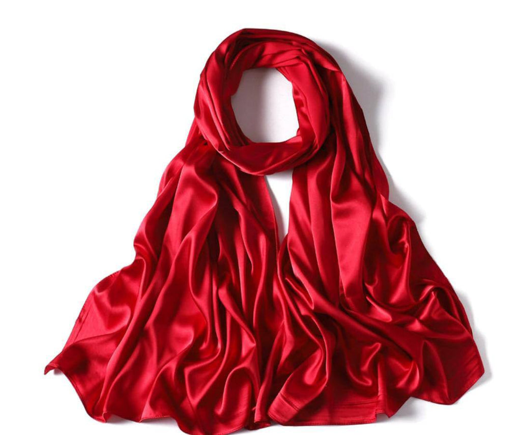 Luxury  Plain Silk  Scarf Set for Women