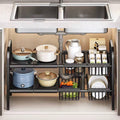 Under the sink adjustable 2 tier rack