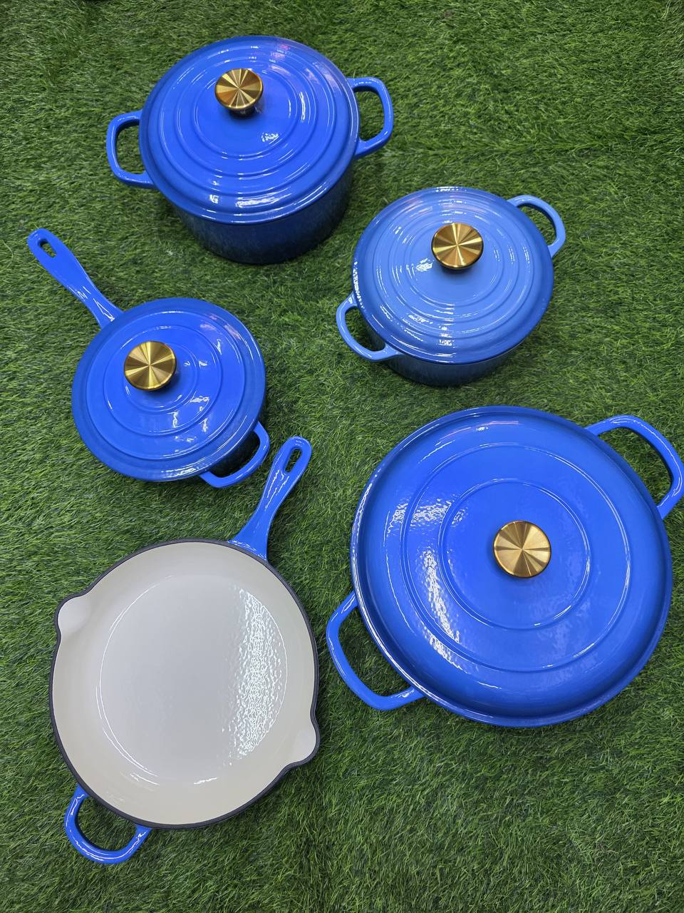 9pcs Enamel Cast iron cooking
 pots