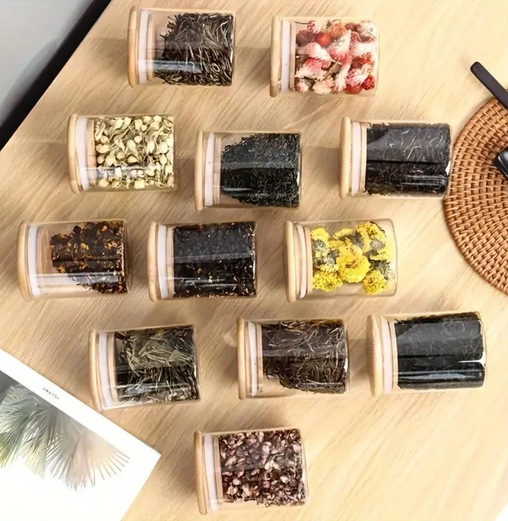 12pcs Round Glass spice jar set