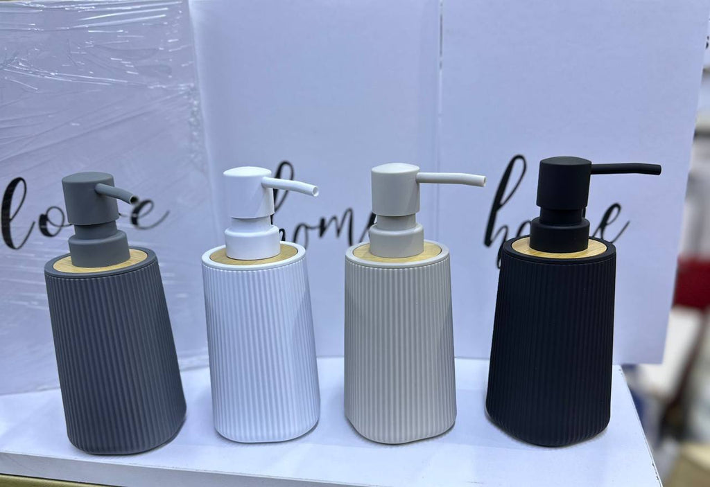 Bamboo luxury Lotion pump bottle for kitchen/ bathroom countertops / shower gel/ decorative soap dispenser