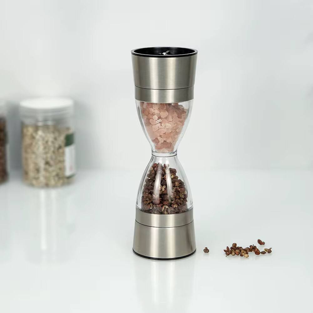 Manually adjustable thickness, hour glass 2 in 1 Dual Salt Pepper Mills,åÊ Pepper Grinder