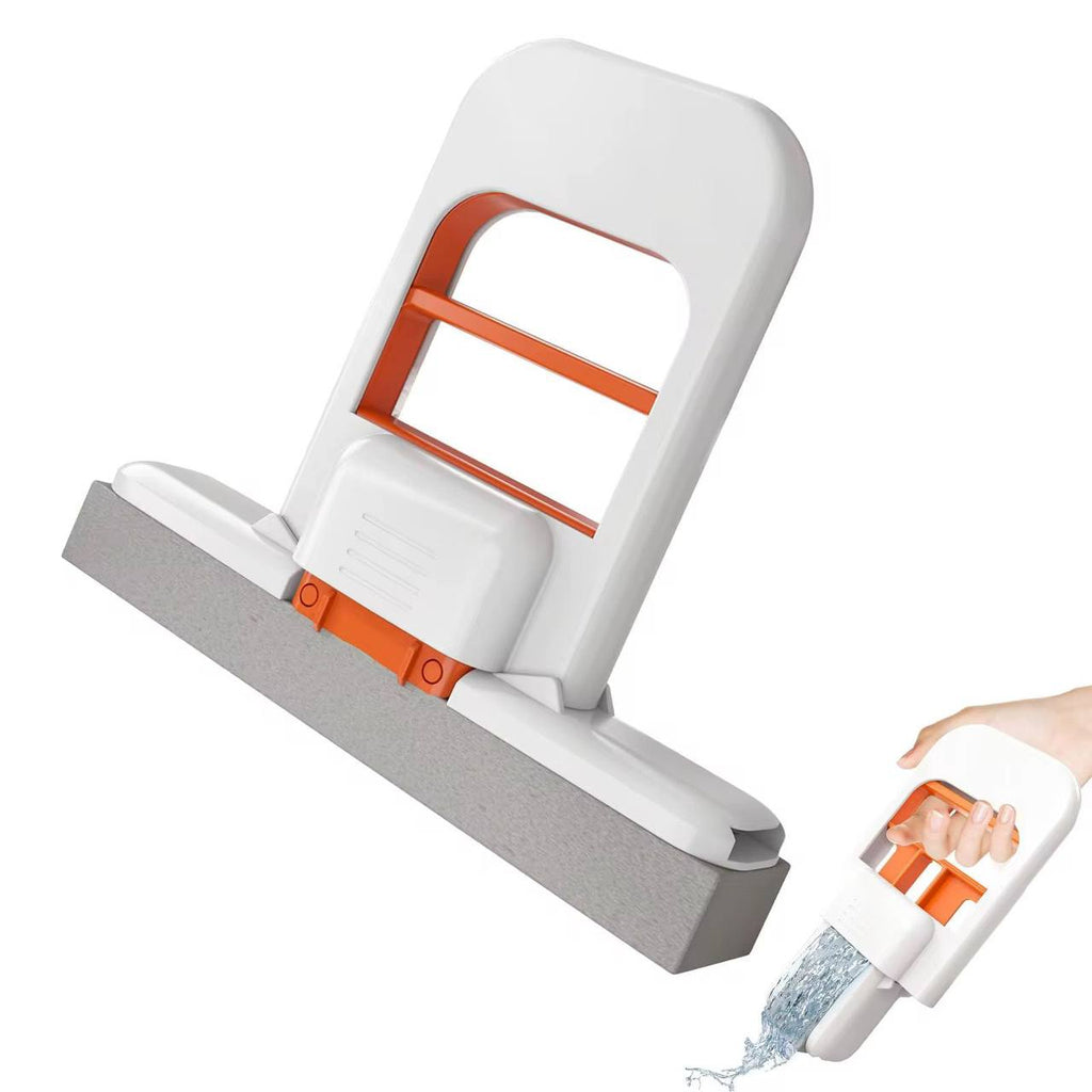 One-hand squeeze handle foldable desktop mop for indoor cleaning.