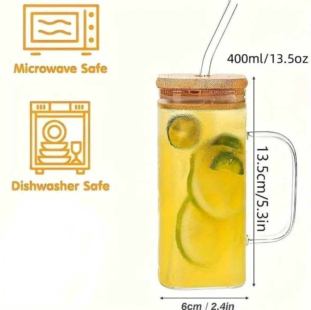 500ml broscillate  square glass with straw(coloured)