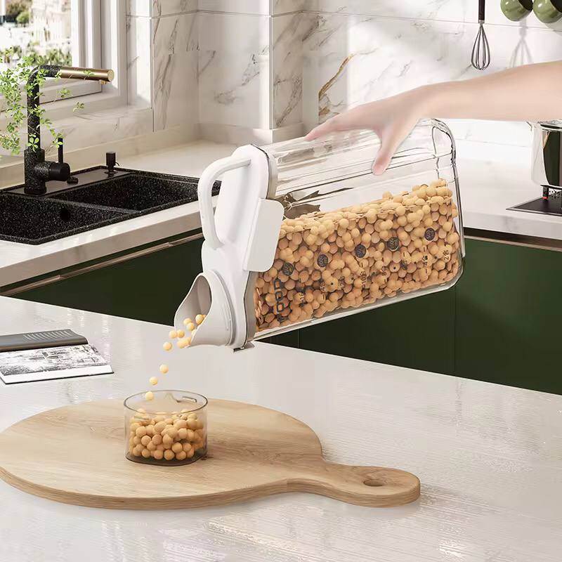 Storage containers with measuring cup