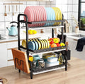 High quality heavy duty 3 tier dish rack with cutlery holder