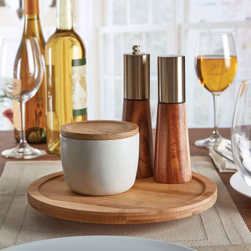 Single layer Bamboo rotating spice rack/Lazy Susan