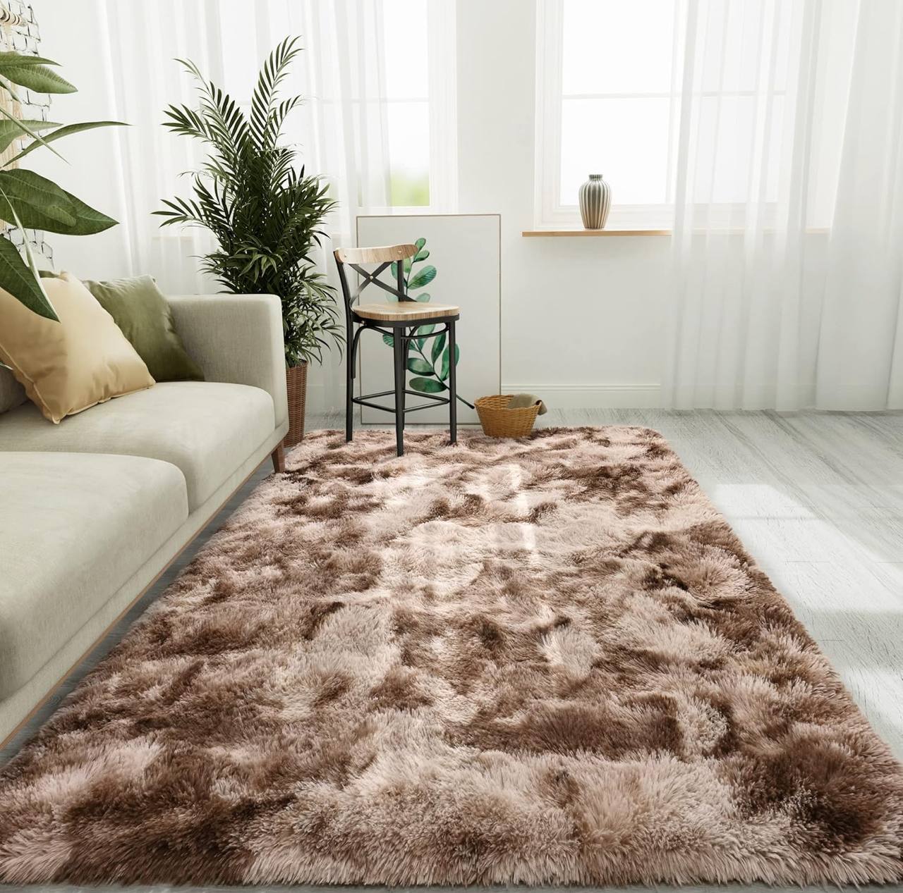 Fluffy patched carpet size 5*8