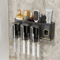 Acrylic Integrated inverted toothbrush holder, toothpaste dispenser, 3 cups bathroom organizer