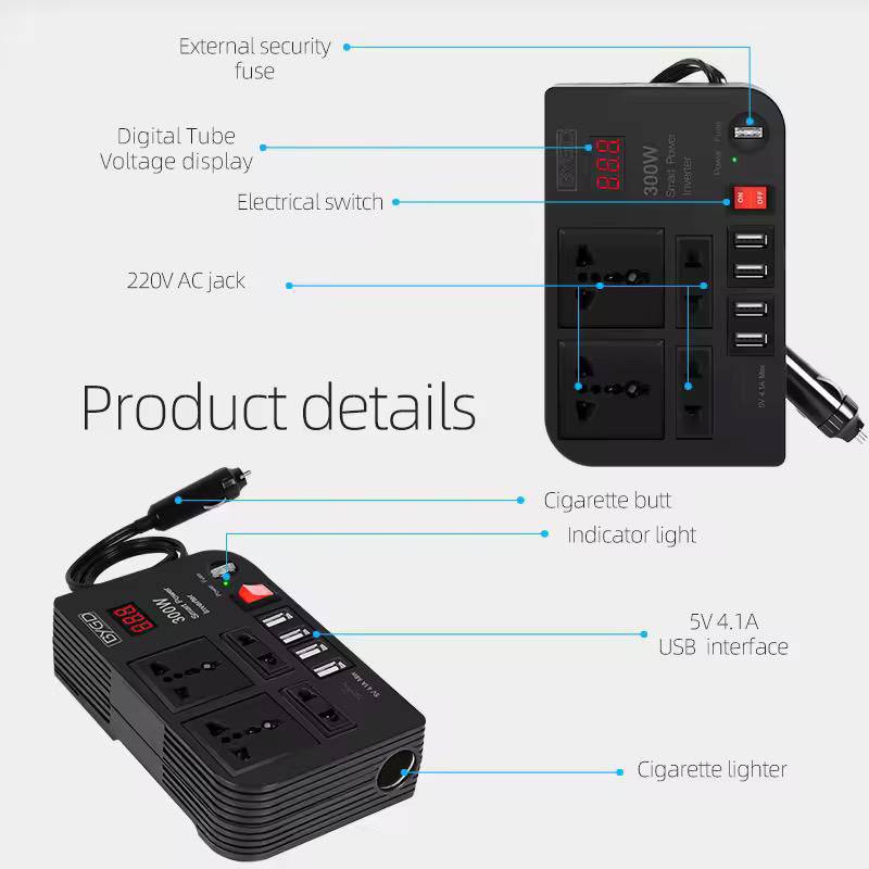 300W Car Inverter 12V 220V Modified Automobiles Inversor Converter