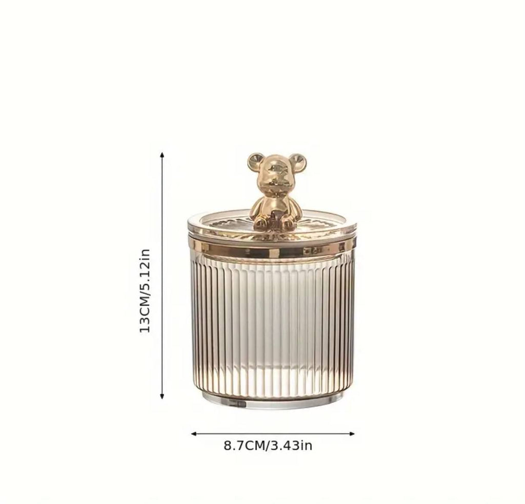 Luxury cute bear cotton swab storage box