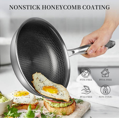 28cm Non-Stick Honeycomb Stainless Steel Frying Pan
