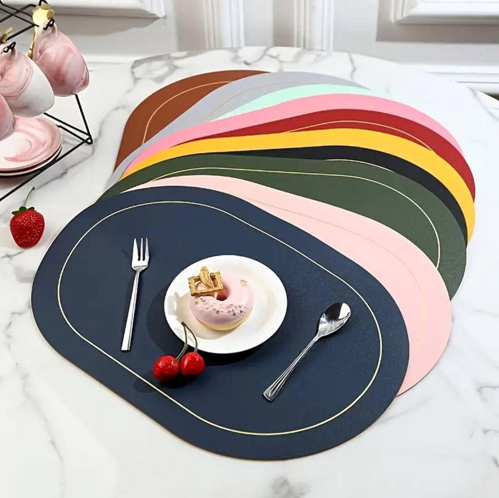NORDIC DOUBLE SIDED 6PCS LEATHER ANTI-SLIP TABLE MATS