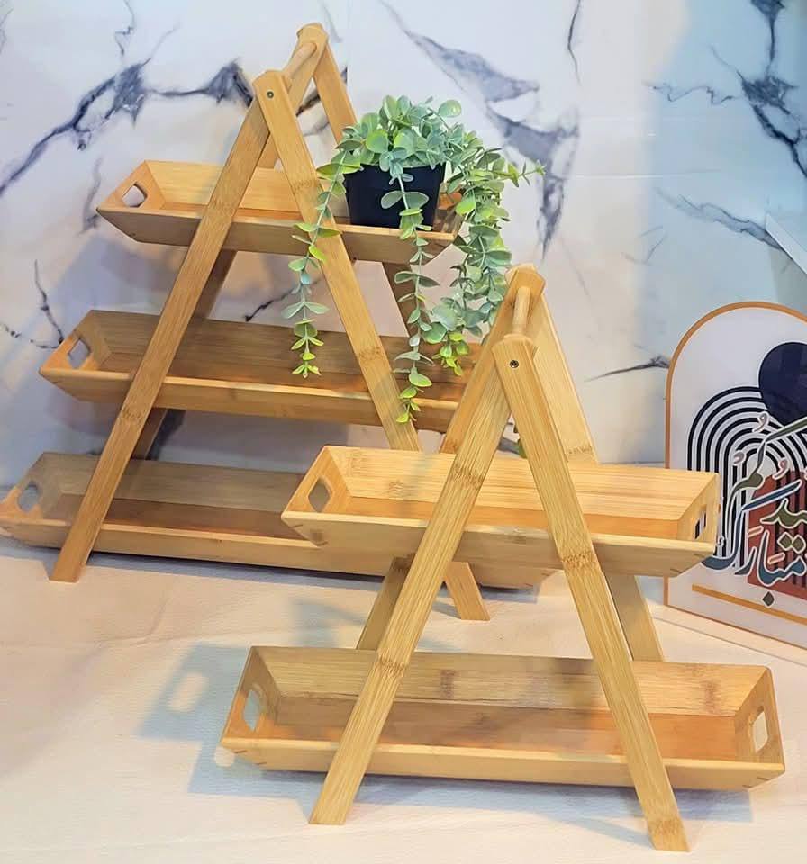 3 tier Bamboo snacks tray.farmhouÌÙe style