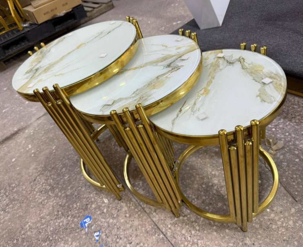 Marble top 3in 1 side stools, center tables