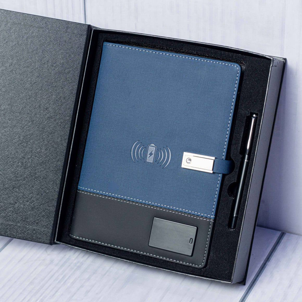 Advanced Smart A5 Notebook Portfolio, With Pendrive, Wireless Charging and Power Bank