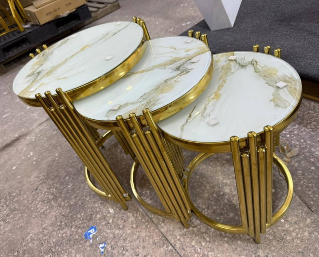 Marble top 3in 1 side stools, center tables