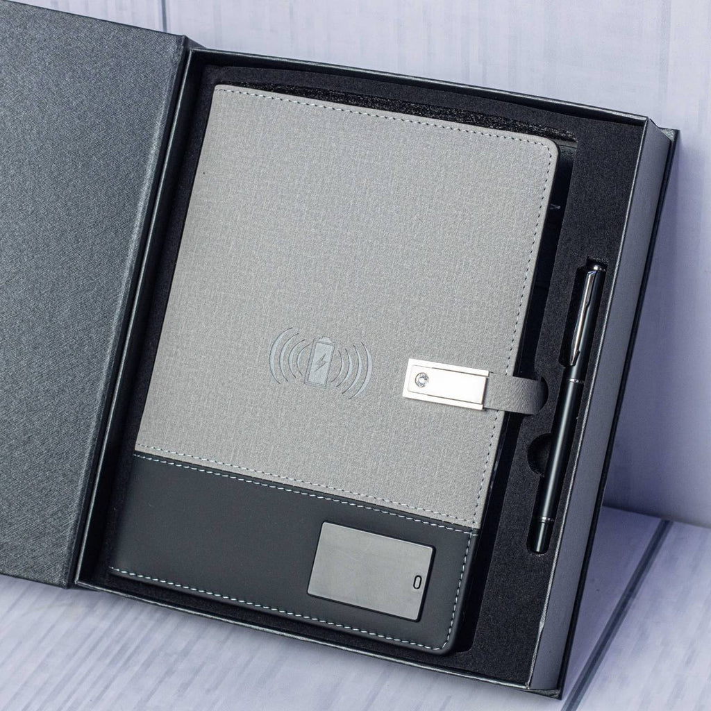 Advanced Smart A5 Notebook Portfolio, With Pendrive, Wireless Charging and Power Bank