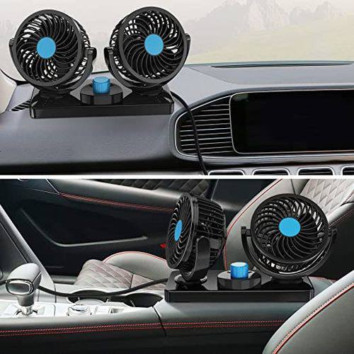 Car dash board/ windshield dual head car fan, electric adjustable 12 Volts DC, 2 Speed 12V Electric Car Cooling Fan 360å¡ Rotatable Dual Heads