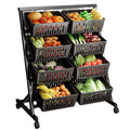 Multi- Functional Steel Vegetable & Fruit Rack with movable and lockable wheels.