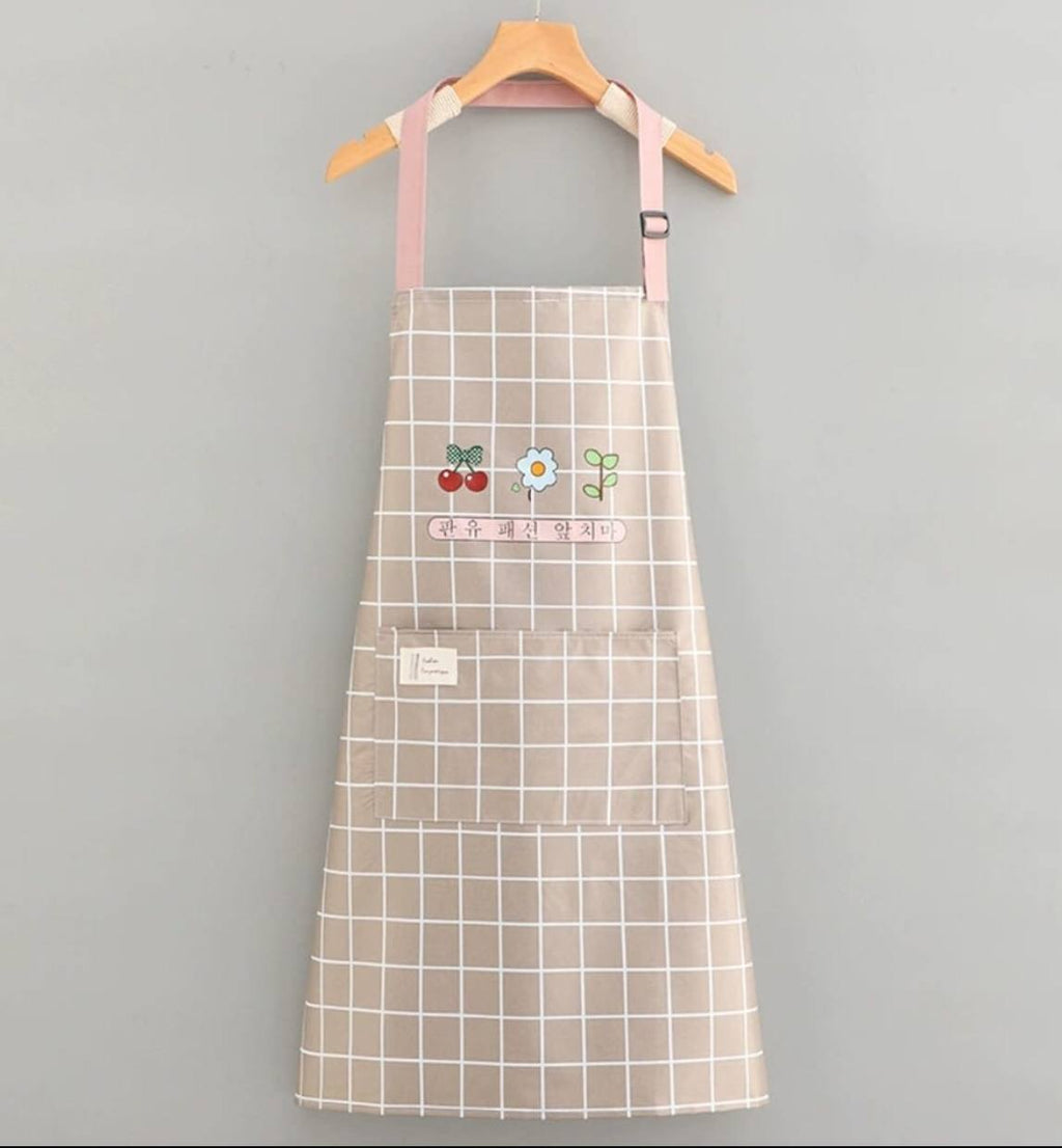 Waterproof cute checked floral Aprons with hand wipe towel