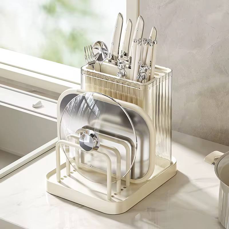 Multifunctional cutlery organizer with chopping board holder and knife organizer