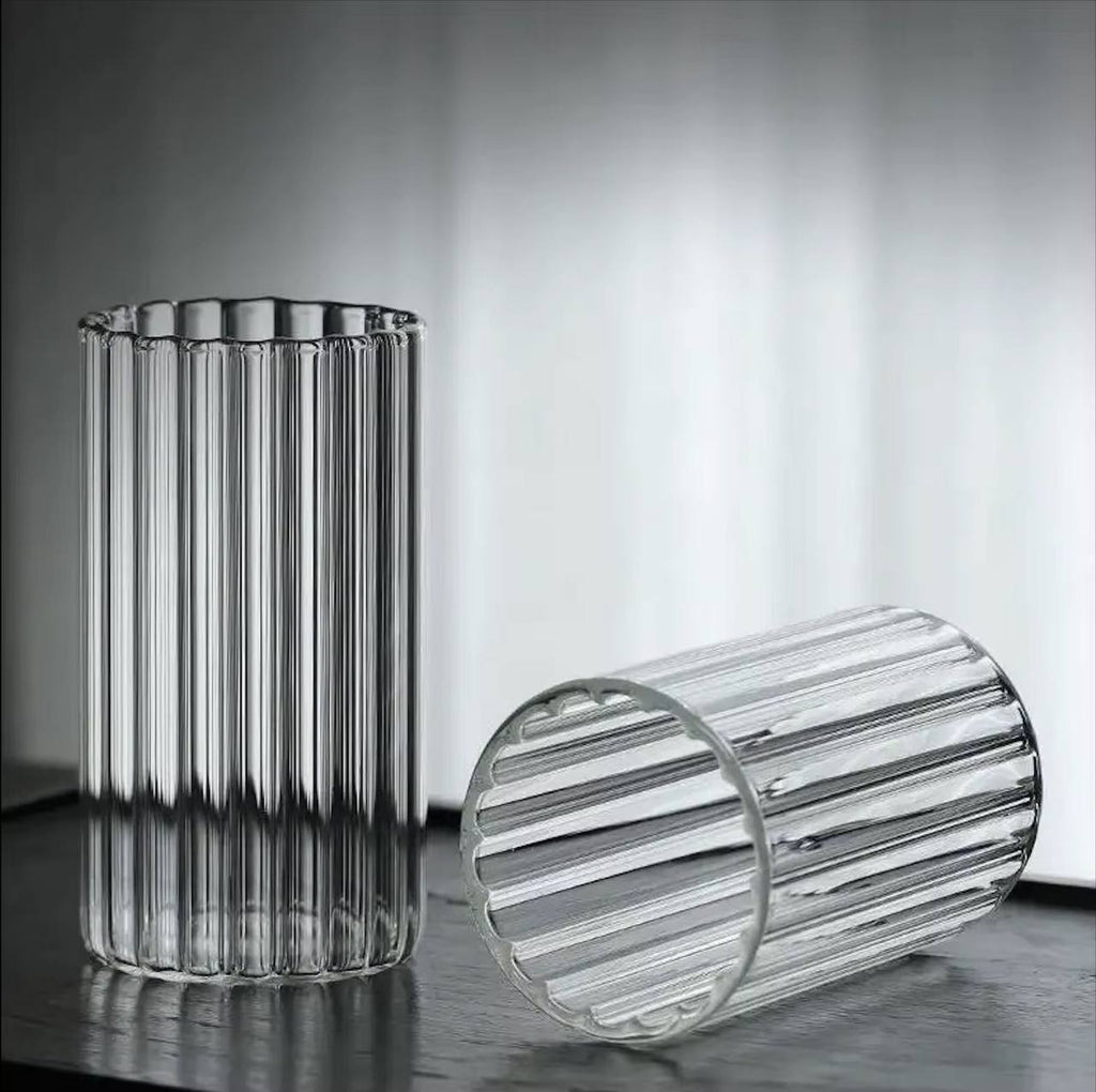 Ribbed Aesthetic Highball Crystal  Glassware 6pc