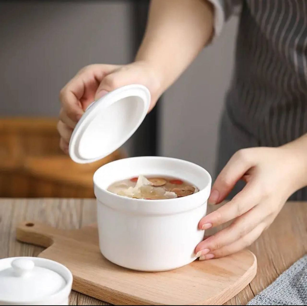 Ceramic sugardish big/stew pot white