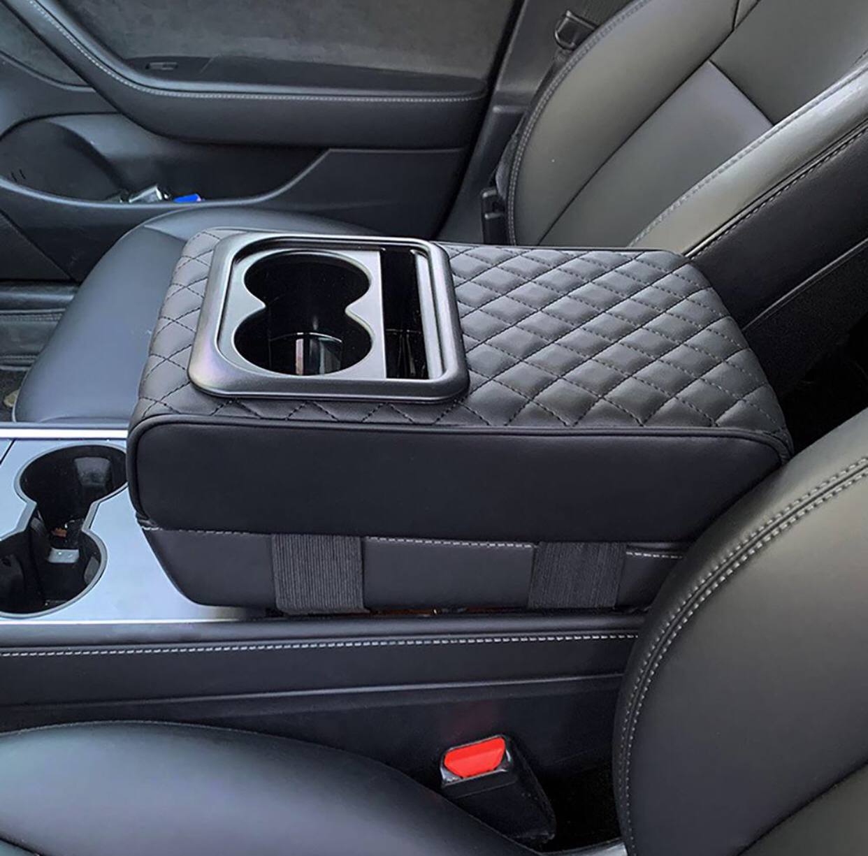 Auto center console armrest cushion with 2 cups holder