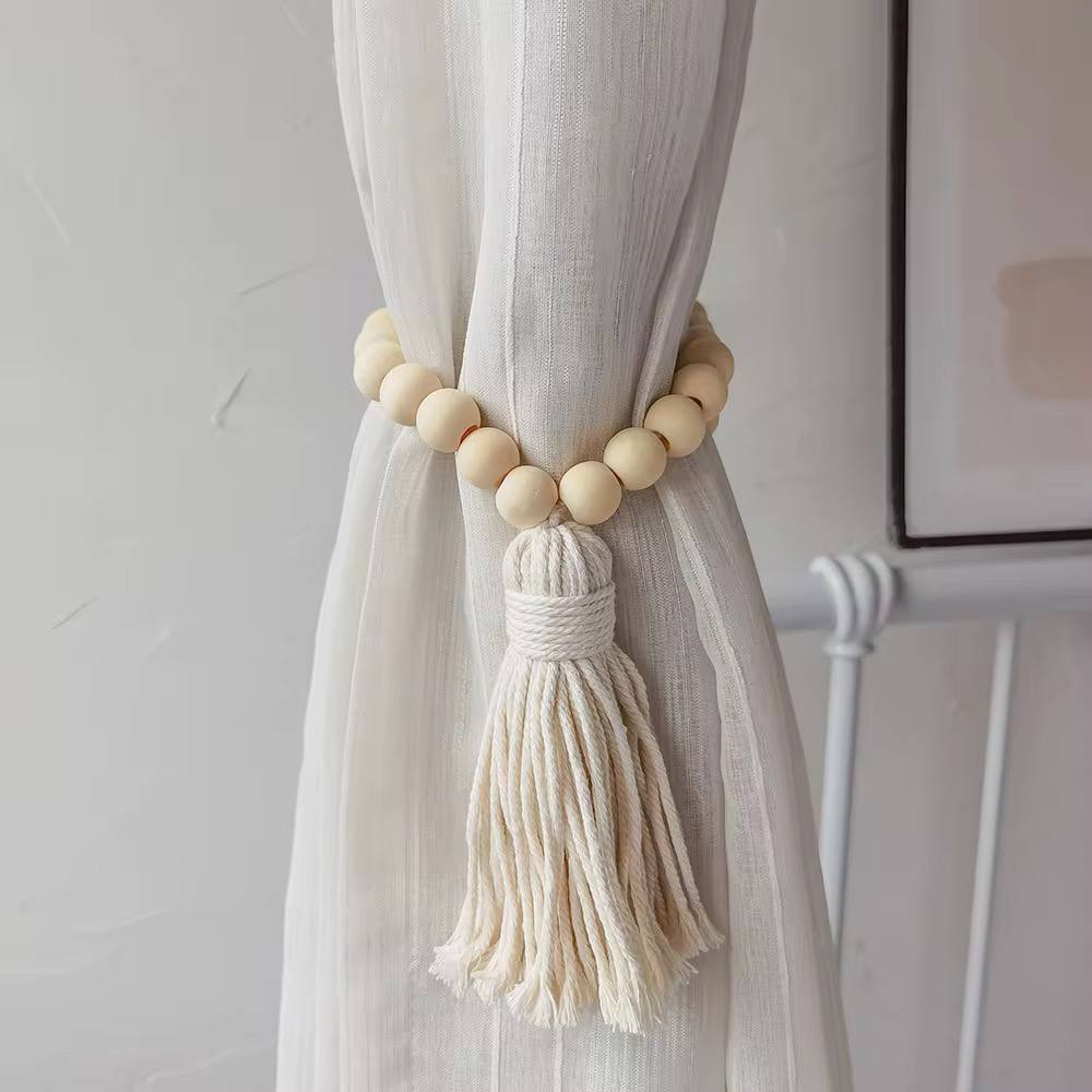 Macrame Curtain Tiebacks Wooden Beads Home Decoration Accessories Decorative Curtain Rope  Aurtain Accessories Boho Home Decor