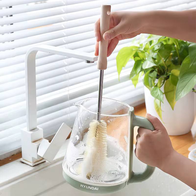 4 pcs Long Wooden handle bottle cleaning brushes