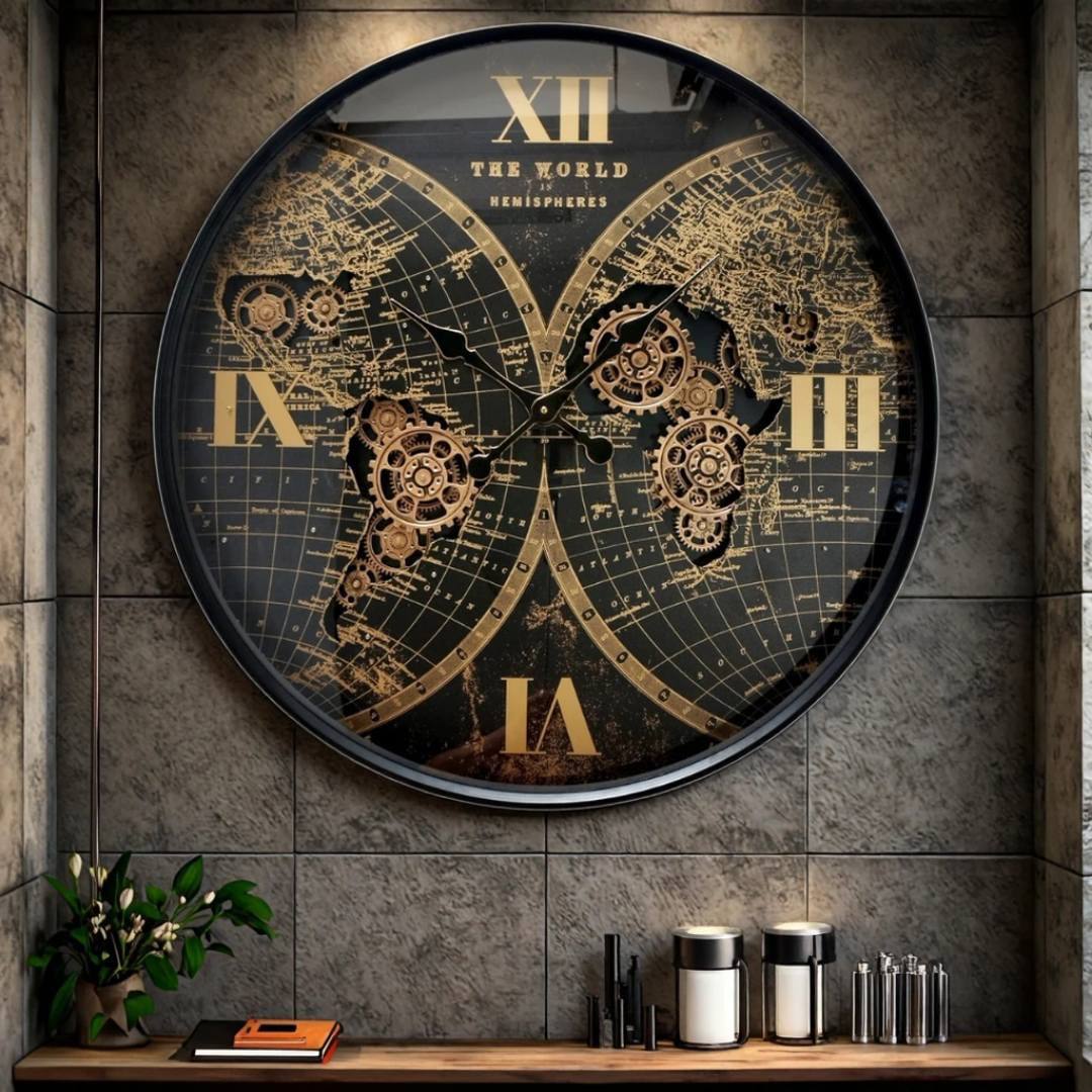 CONTEMPORARY INDUSTRIAL VINTAGE GEAR CLOCK
