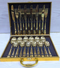 High quality 24pcs gold cutlery set with briefcase
